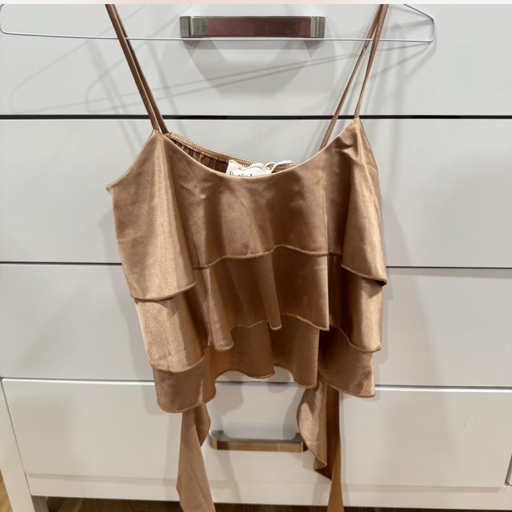 Elegant Tan Ruffle Skirt set - Picture 2 of 4